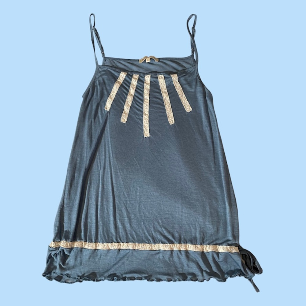 Bella Jones Blue and White Lace Tank Top
